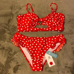 Cupshe M Red Polka Dot Cutout Bikini